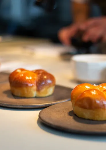 Plates with baked items about to be served at Gorse.