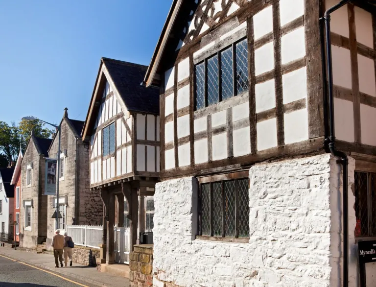 Exterior of the medieval timber and stone townhouse, Nantclwyd y Dre, Ruthin.