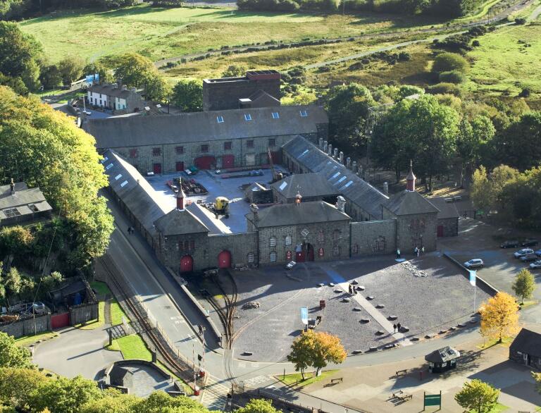 An aerial view of a slate museum.