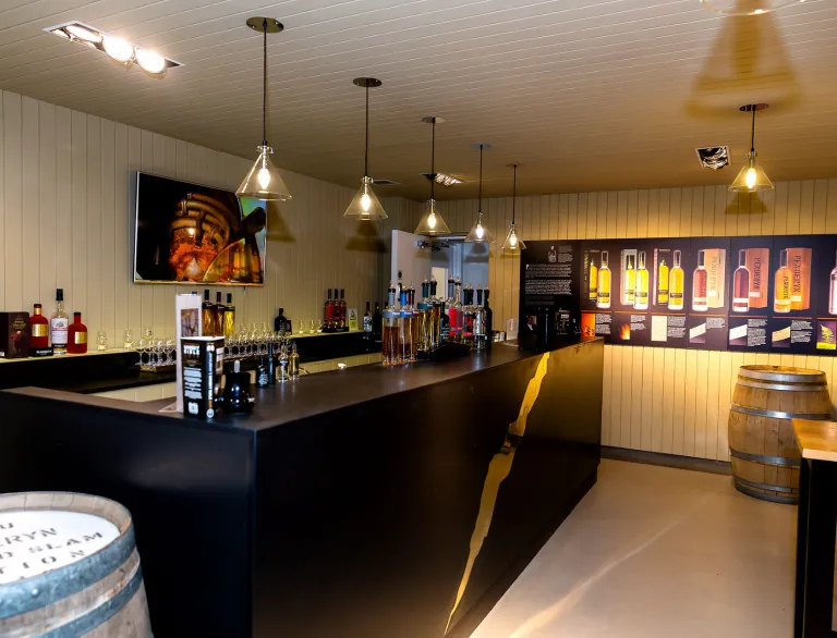 Spirits bar at Penderyn Distillery.