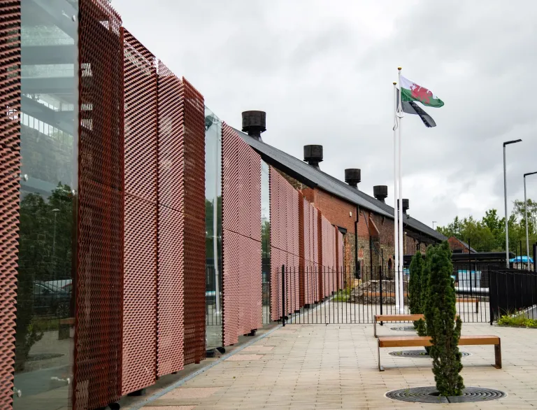 The external facade of a distillery.
