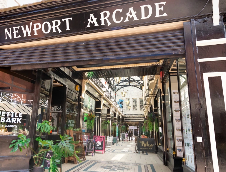 Entrance to a shopping arcade.