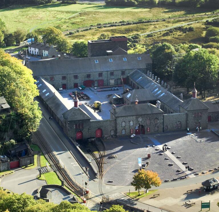 An aerial view of a slate museum.