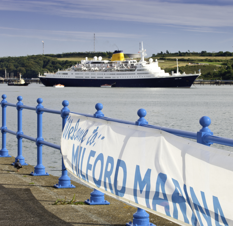 Cruise ship at Milford Haven port.