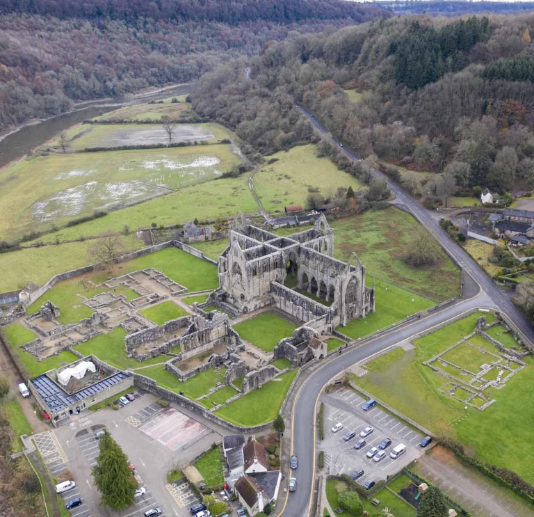 Tintern Abbey from above.