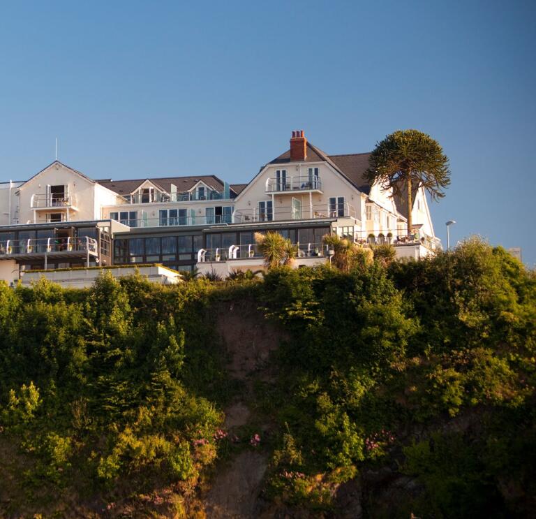 A hotel on a cliff.