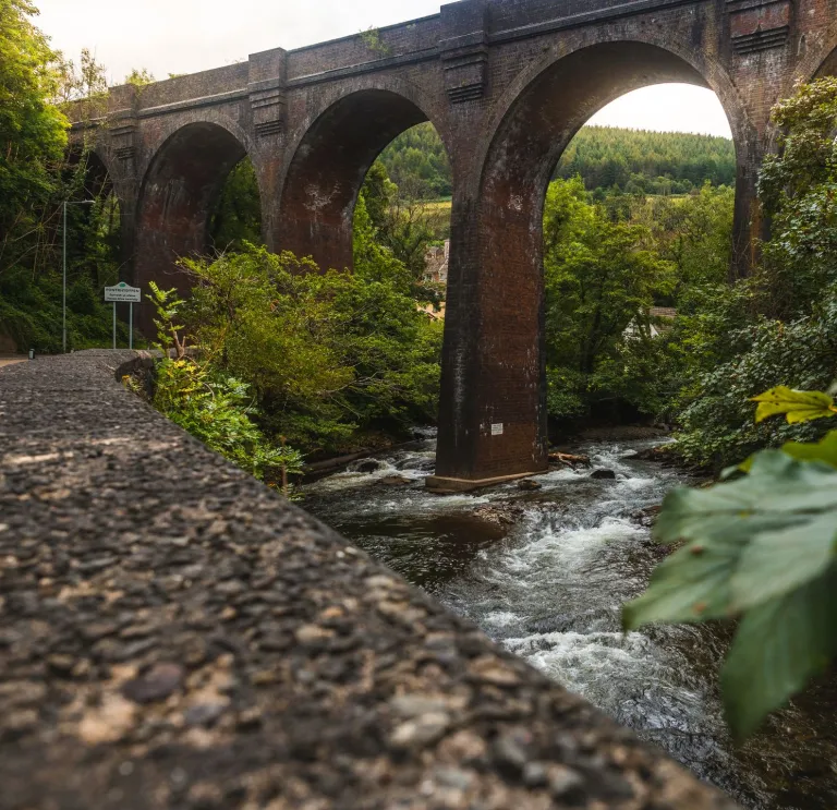 A viaduct over a river.