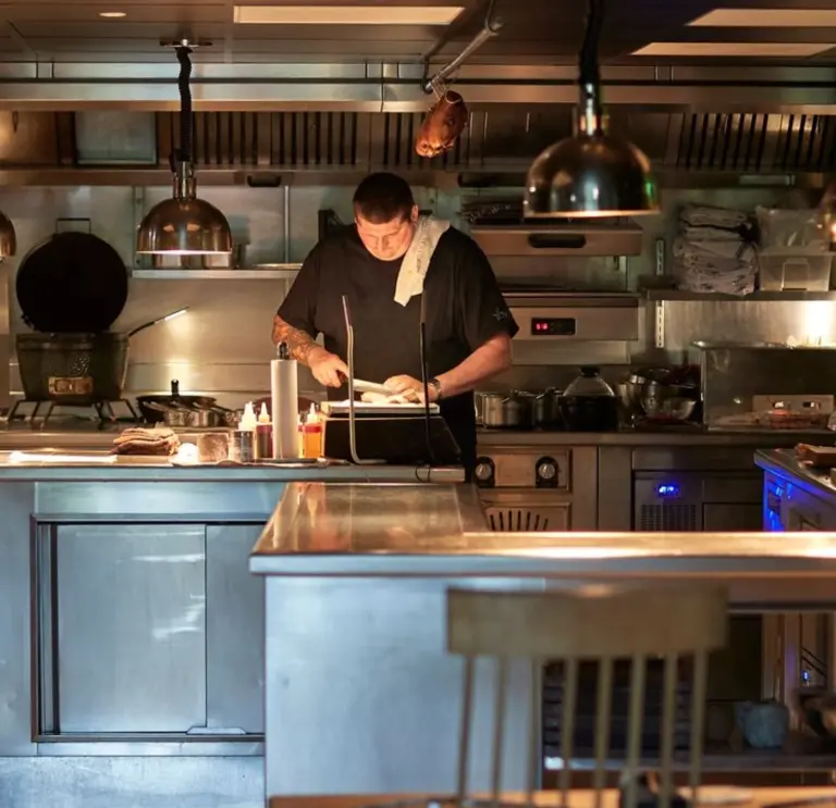 Chef cooking an Ynyshir restaurant.