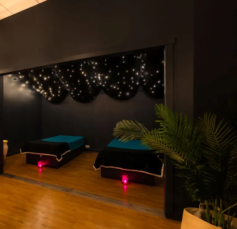 Two massage beds in a luxury spa.