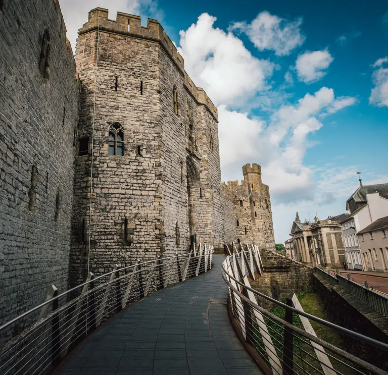 An accessible ramp leading to a castle.
