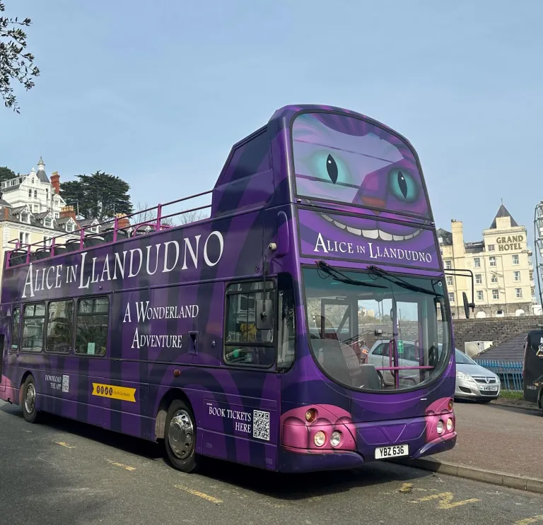 A touring open to[ bus for the Alice in Llandudno tour.