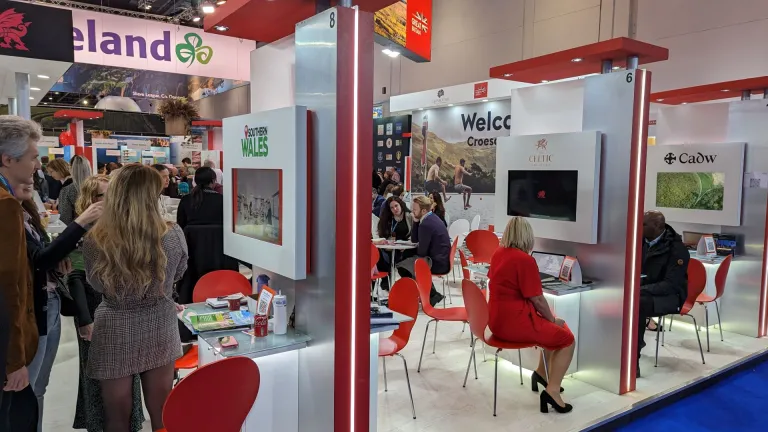 A stand at a travel trade fair.