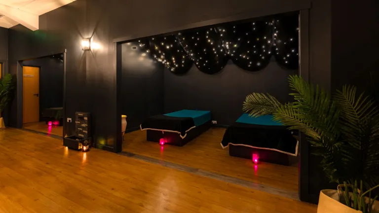 Two massage beds in a luxury spa.