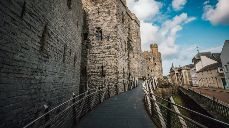 An accessible ramp leading to a castle.