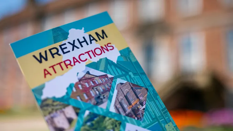A leaflet highlighting Wrexham's attractions.