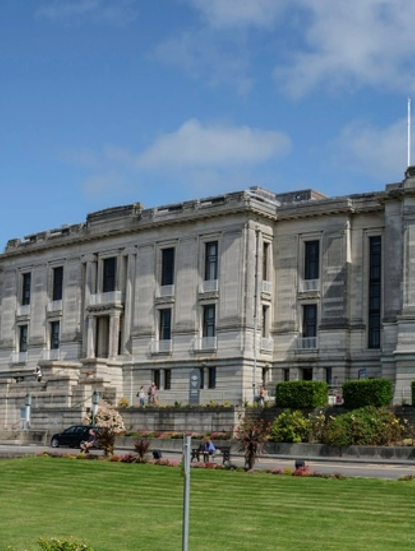 The grand exterior of a national library.