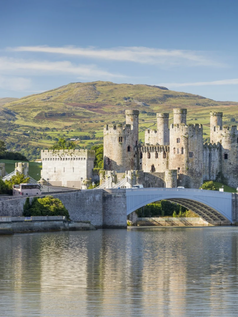 A view overlooking the water towards Conwy Castle 