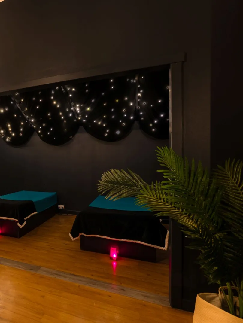 Two massage beds in a luxury spa.