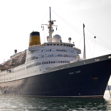 Cruise ship arriving at Milford Haven Dock
