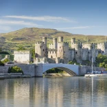 A view overlooking the water towards Conwy Castle 