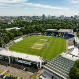 Aerial shot of a cricket ground.