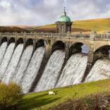 A dam with water spilling over