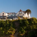 A hotel on a cliff.