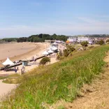 View of a beach and promenade.