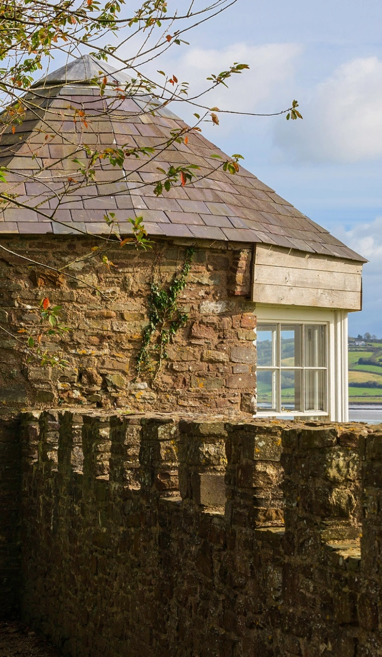 Views of the estuary from a castle wall.